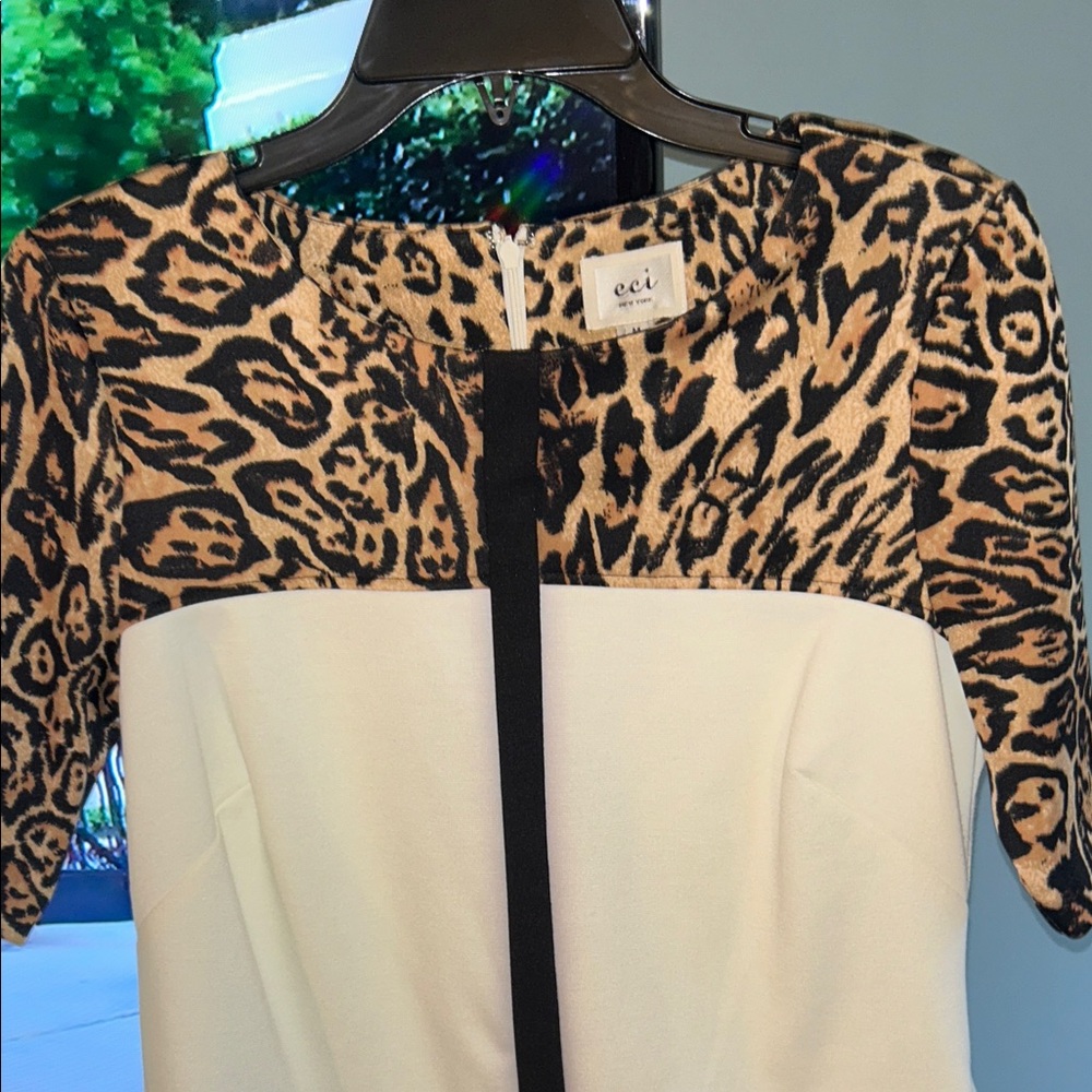 ECI Animal Print and White Dress Size Med